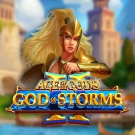 Age Of The Gods: God Of Storms 2 slot logo by Playtech at Catspins Casino