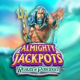 Almighty Jackpots – Realm of Poseidon slot logo by Novomatic at Catspins Casino