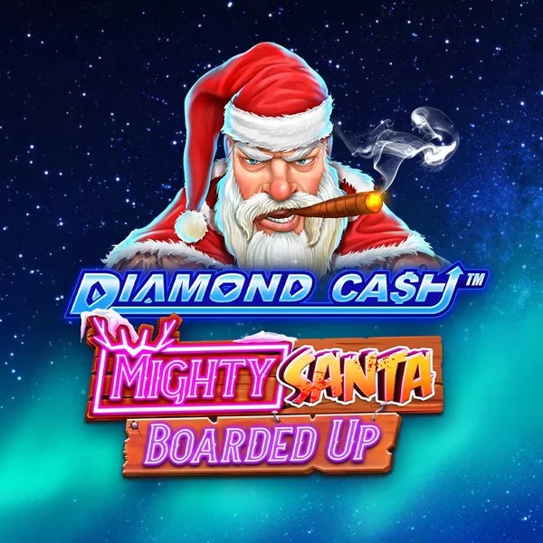 Official Slots logo: Diamond Cash Mighty Santa Boarded Up by Greentube at Catspins Casino
