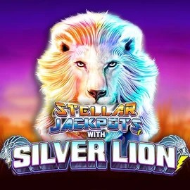 Stellar Jackpots with Silver Lion slot logo by Lightning Box Game at Catspins Casino